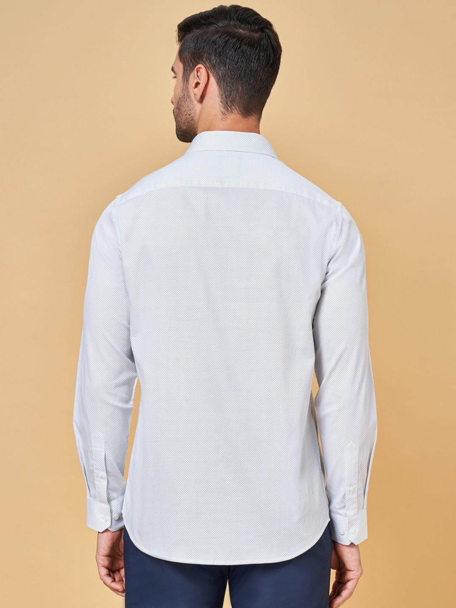 Peregrine by Pantaloons White Cotton Slim Fit Printed Shirt