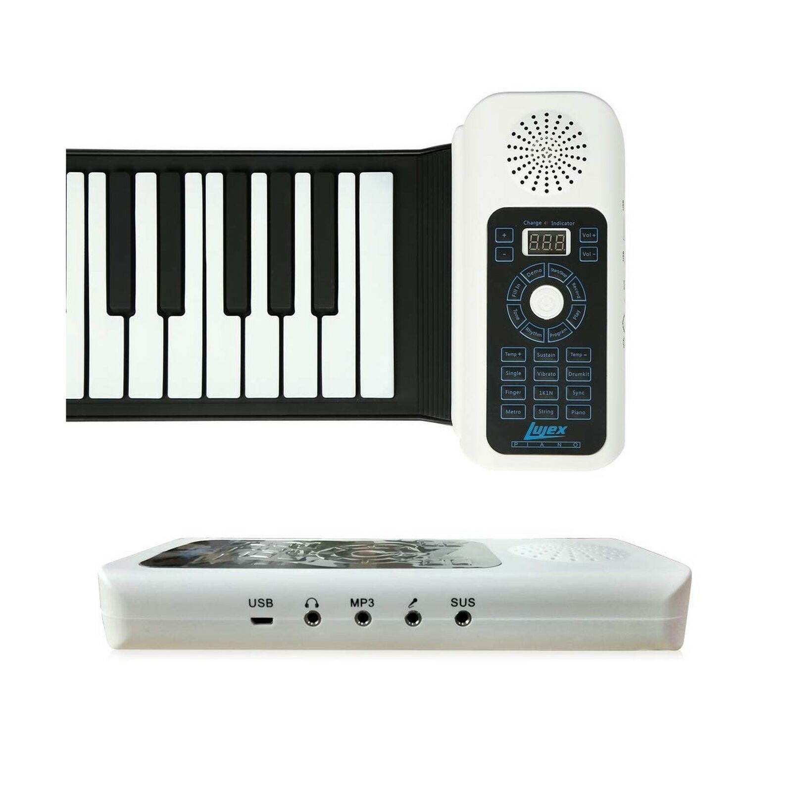 Lujex Standard 88 Keys Portable Roll Up Piano for Kids Adults (White, 88Keys)