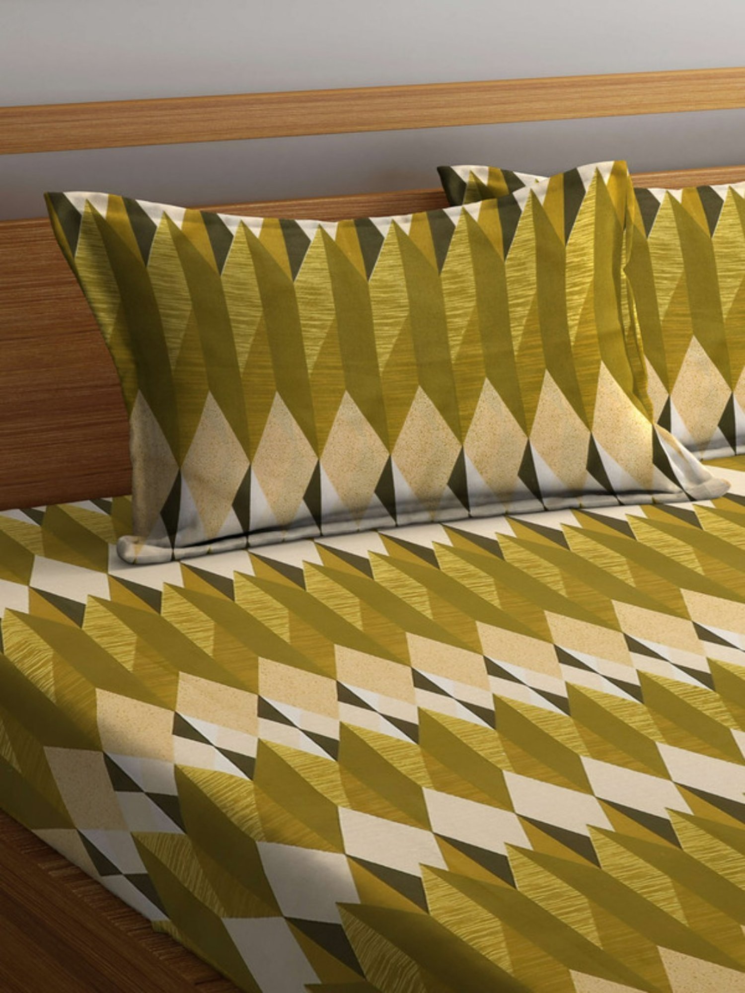 Dhrohar Printed Green Cotton 180 TC Double Bedsheet with 2 Pillow covers