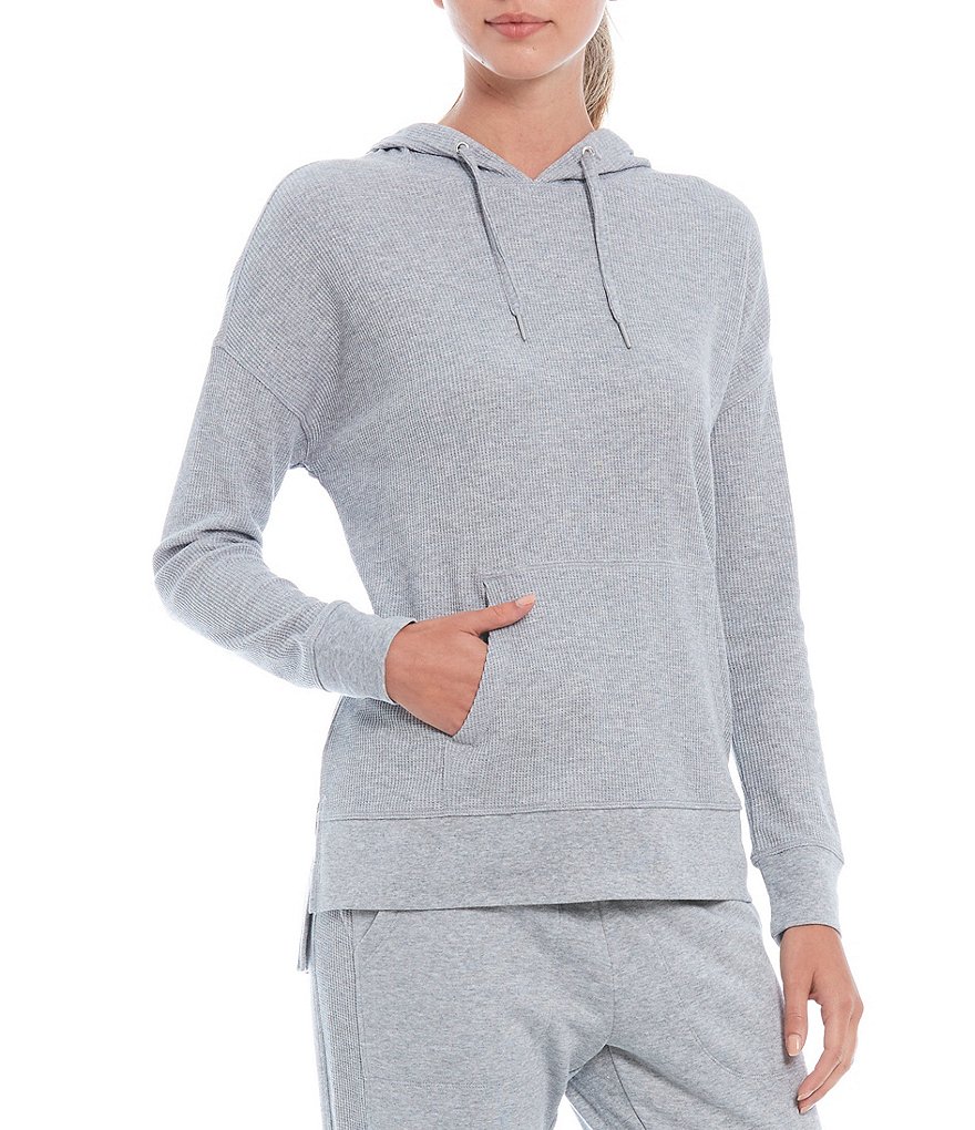 Calvin Klein Performance Long Sleeve Relax Fit Hi-Low Waffle Hoodie