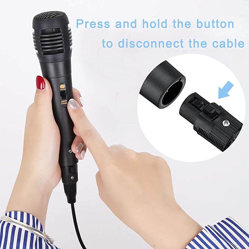 Dynamic Karaoke Microphones, Handheld Uni-Directional Kids Microphone for Singing, Tiny Microphone with 10ft XLR to 6.35mm Audio Cable for Stage Karaoke Speech Wedding Indoor Outdoor Use