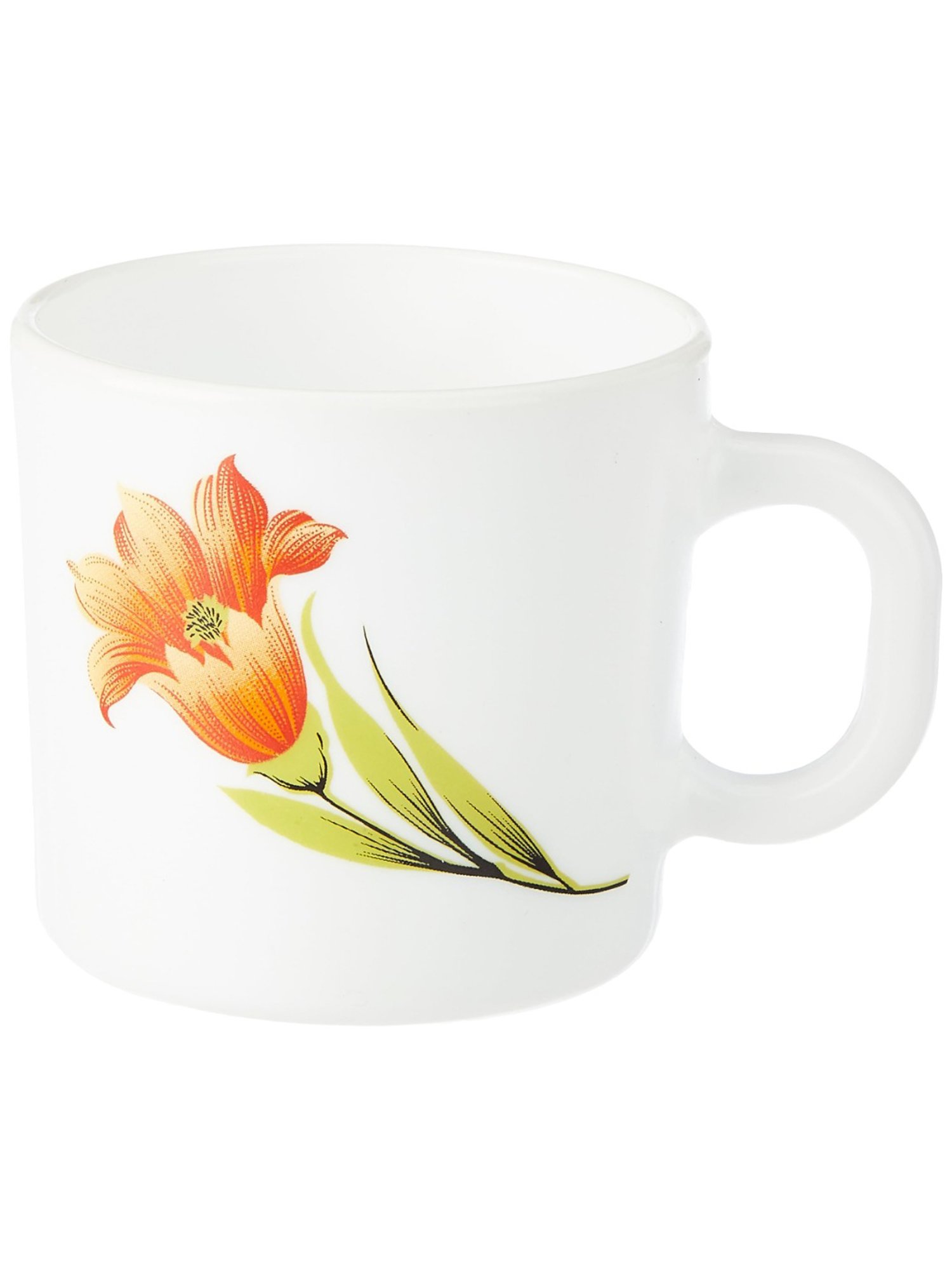 Larah by Borosil White Ceramic Opalware Mug - Set of 6 160ml