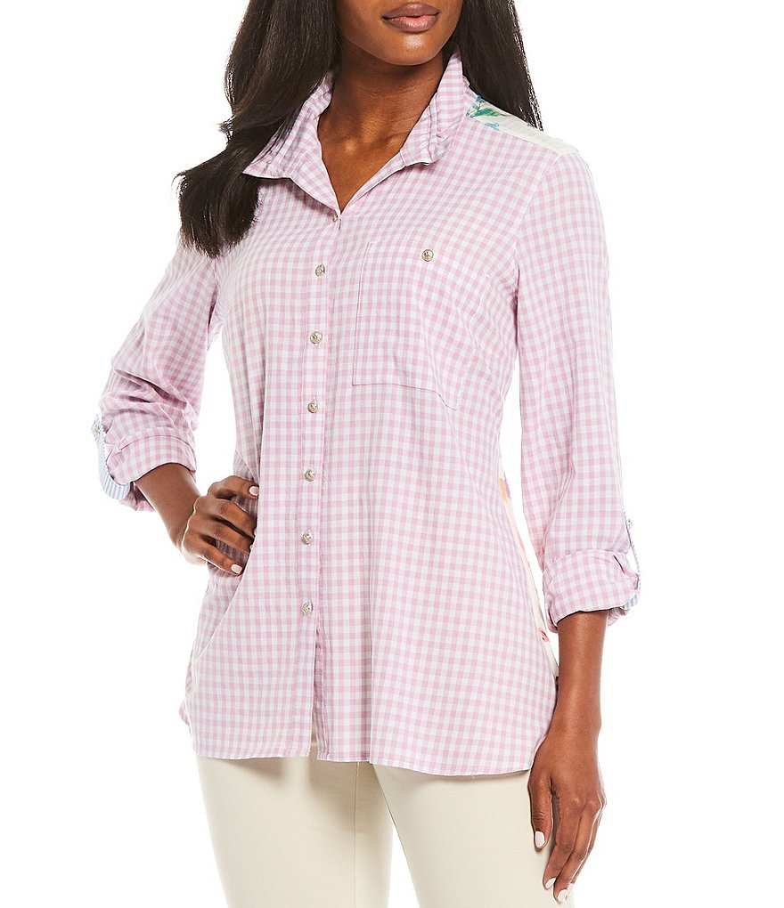 Eva Varro Animal Print Knit Jersey 3/4 Slit Sleeve Tunic