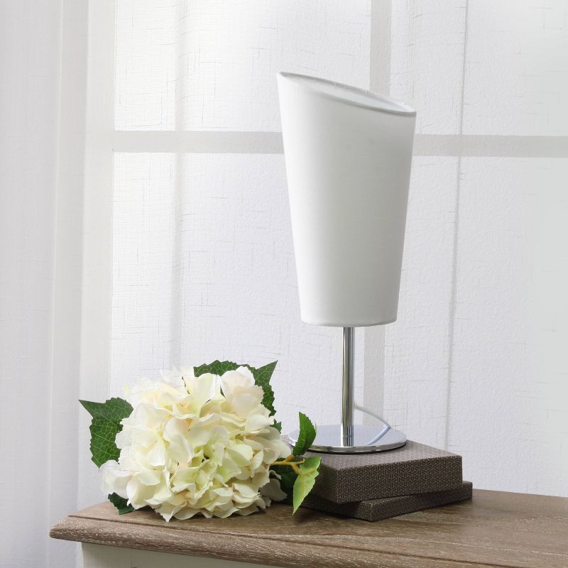 Mini Table Lamp with Angled Fabric Shade White - Simple Designs