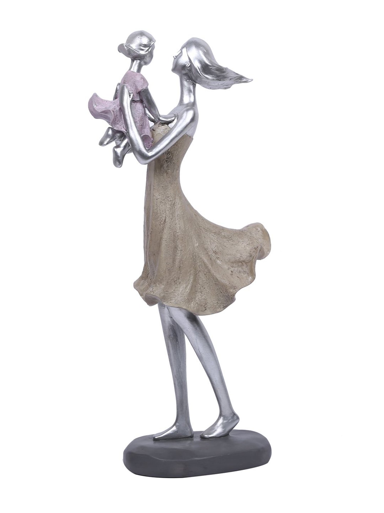 Tayhaa Silver Merry Lady And kid Statue