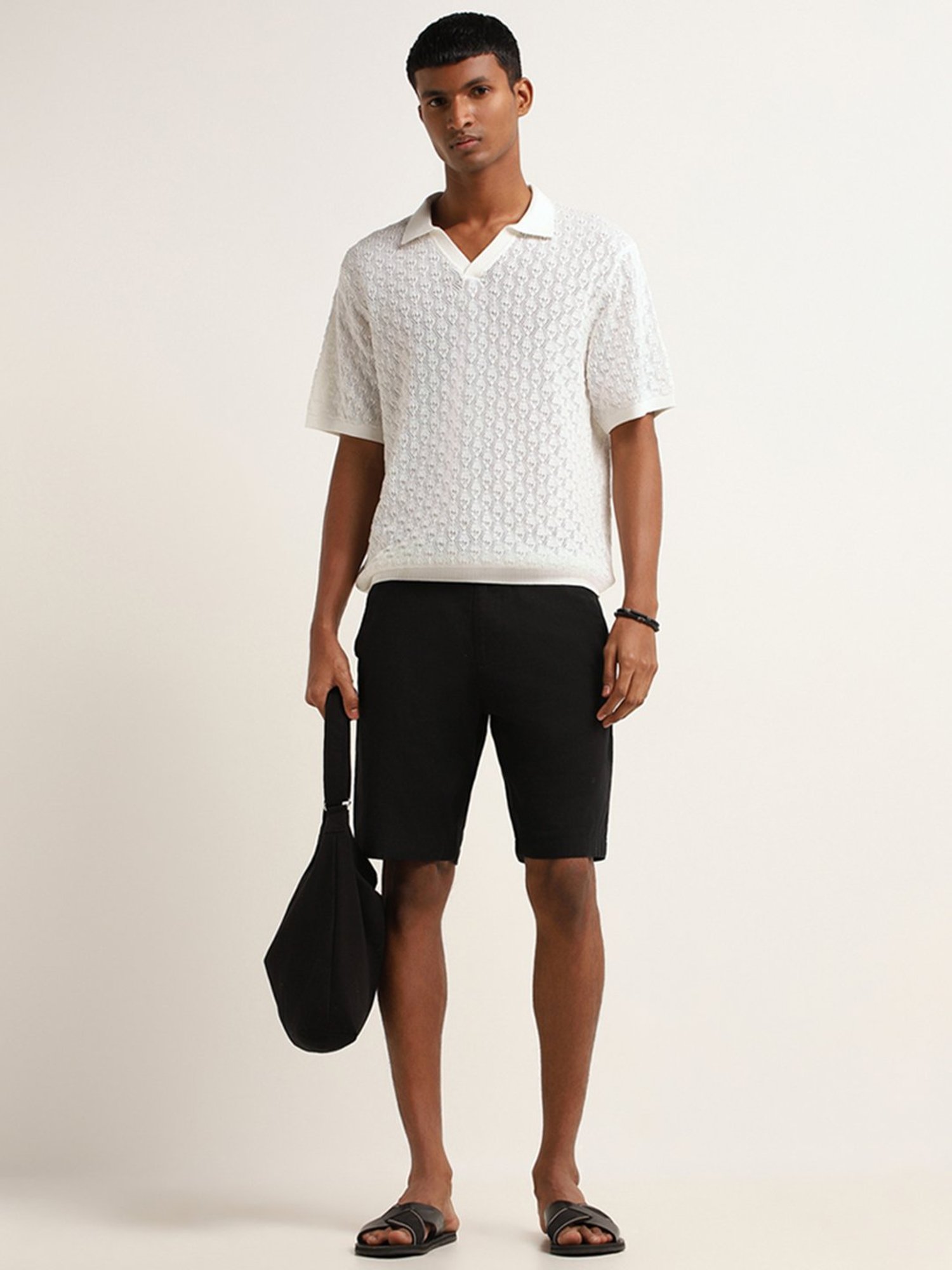 ETA by Westside White Knitted Relaxed Fit T-Shirt