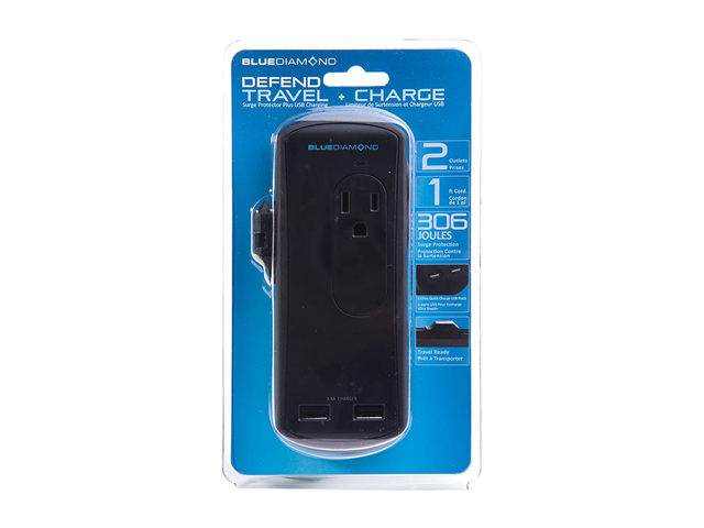 Defend Travel + Charge Surge Protector, 1ft