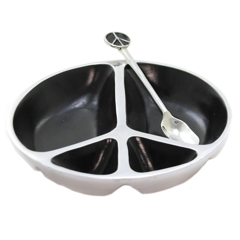 Tabletop 8.0" Peace Sign Bowl With Spoon Divided Sections Inspired Generations Llc  -  Dining Plates