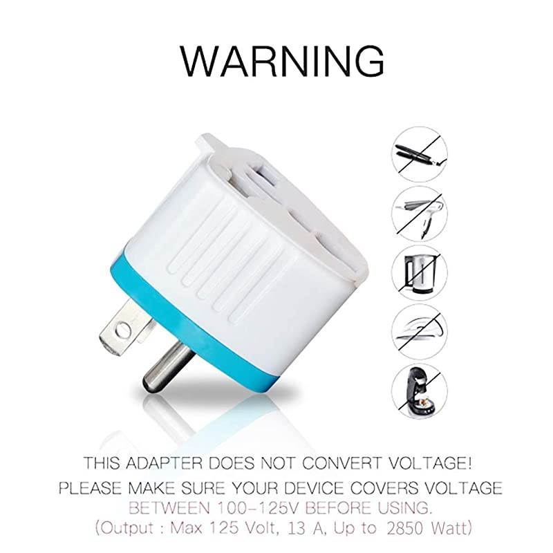 Adapter Plug for USA Canada TypeB Universal Grounded Plug Adapter Converter