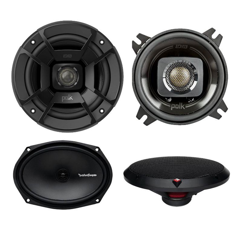 Polk DB402 4-Inch 135W 2-Way w/ Rockford Fosgate 6x9-Inch 130W 2-Way Speakers
