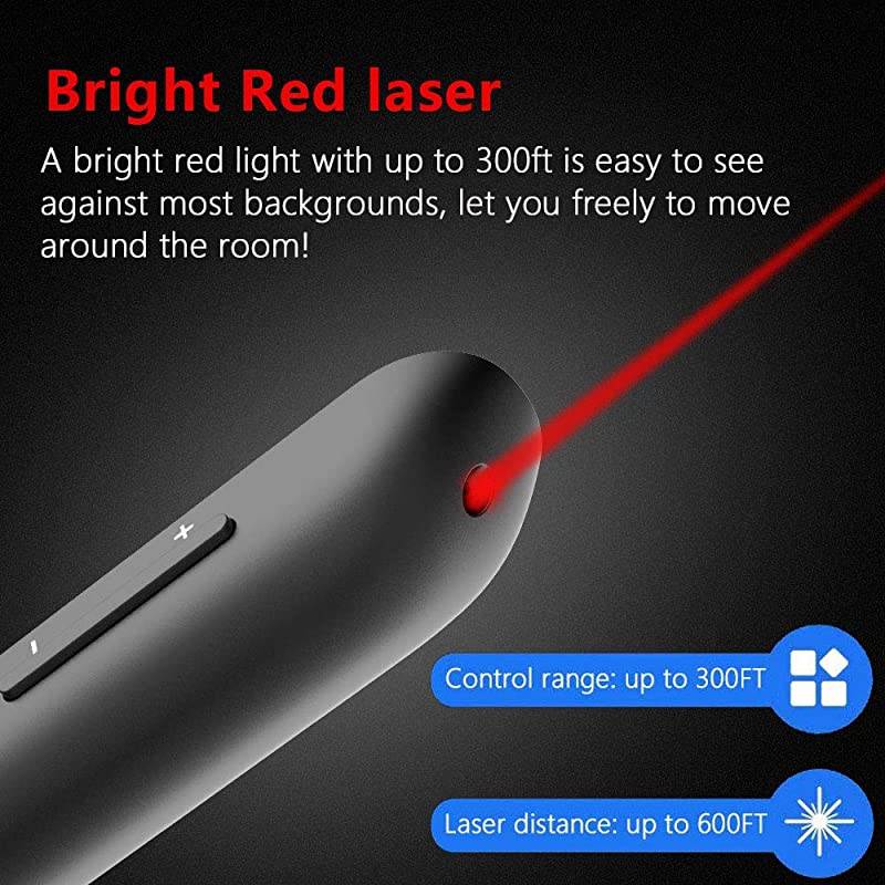 N27 Laser Pointer for Presentation Clicker Hyperlink Volume Control PPT PowerPoint Clicker with Laser Pointer Presentation Remote Clicker Slide Advancer 24GHz Black