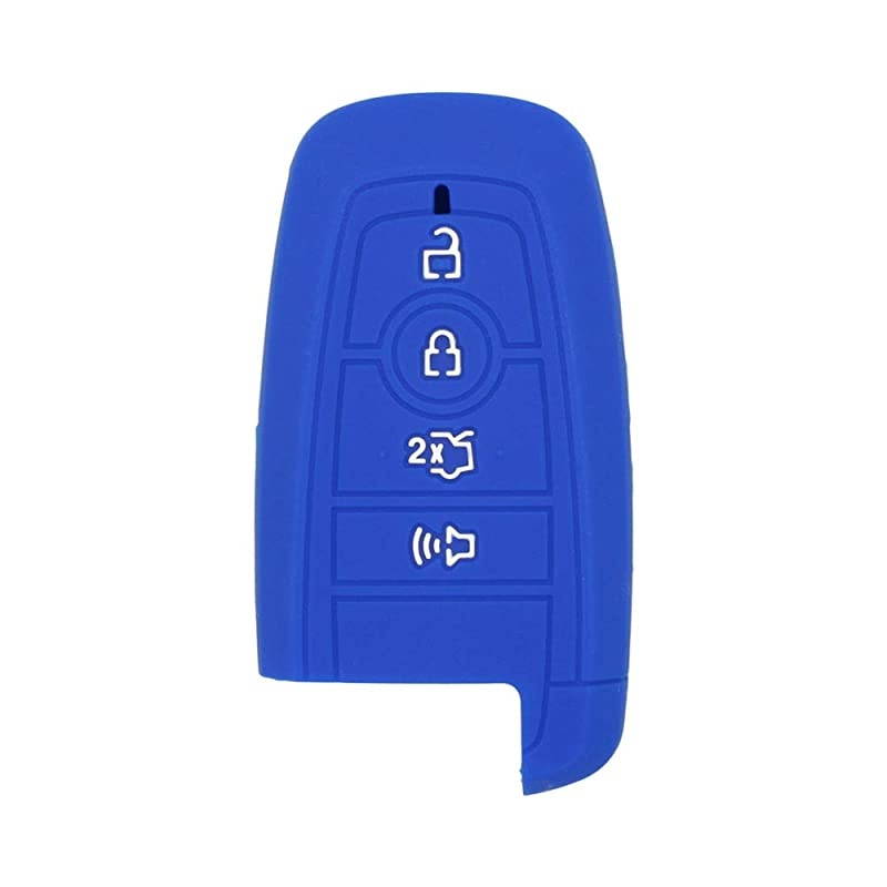 Silicone Cover Protector Case Holder Skin Jacket Compatible with FORD Fusion 4 Button Smart Remote Key Fob CV2717 Deep Blue