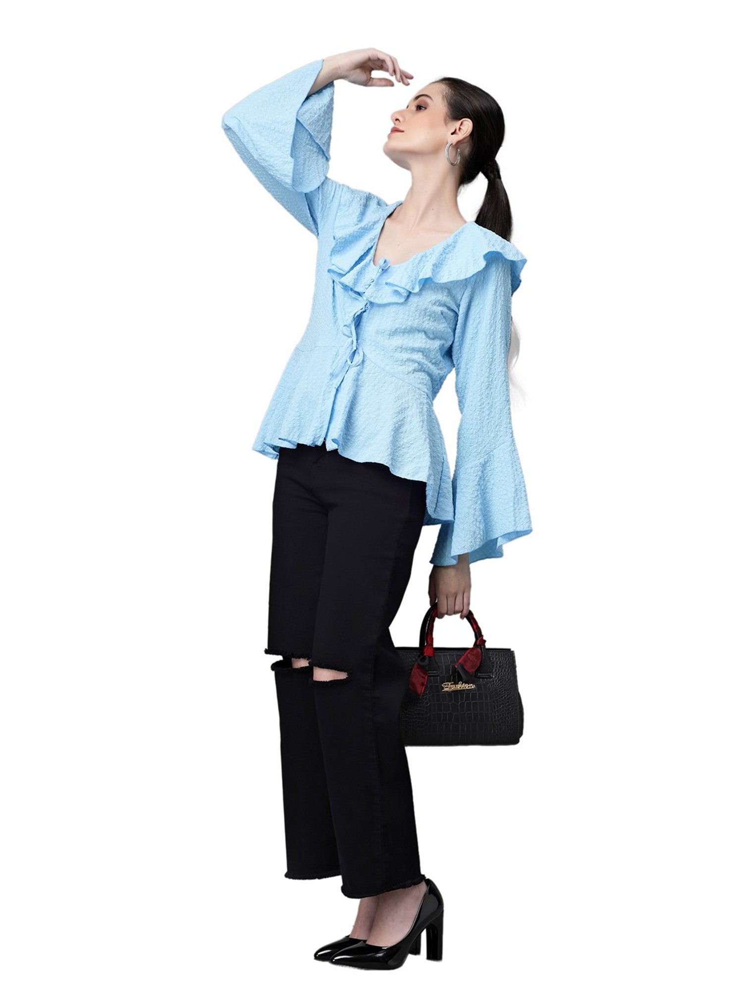 Global Republic Sky Blue Regular Fit Top