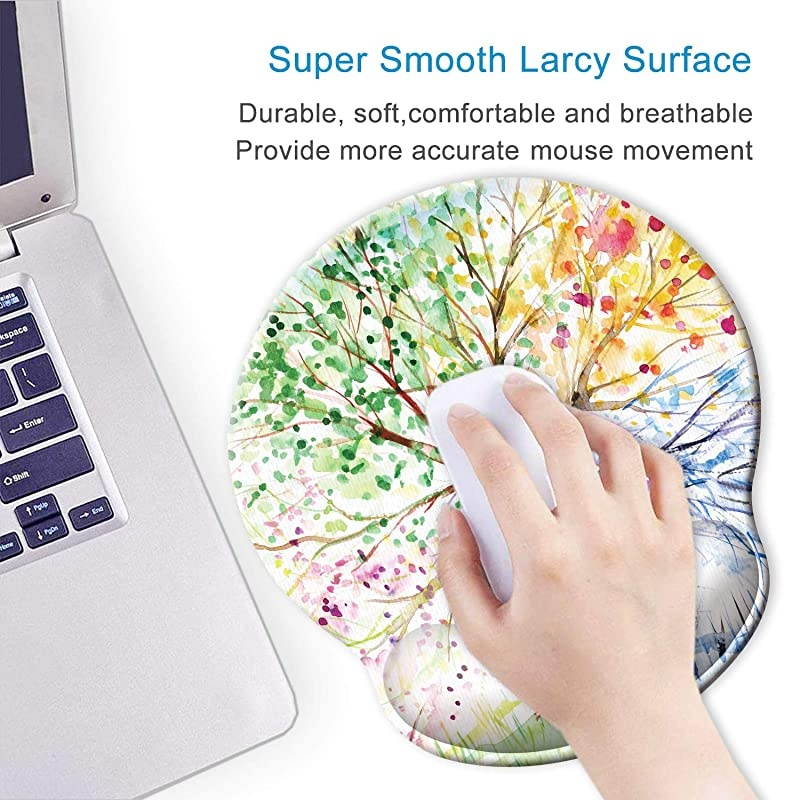 30% Larger] Ergonomic Mouse Pad with Gel Wrist Rest Support, Abstract Colorful Tree of Life Oil Paintings Art Creative Design, Non Slip PU Base Mouse Pad Wrist Rest for Office, Laptop
