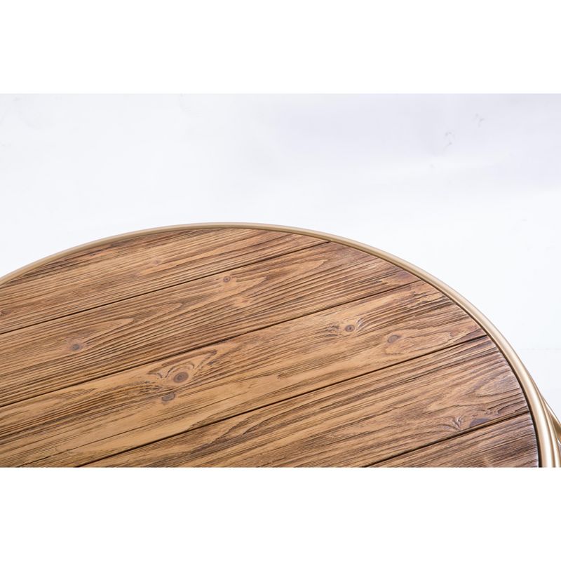 Bold Tones Large Round Wood and Metal Coffee Table