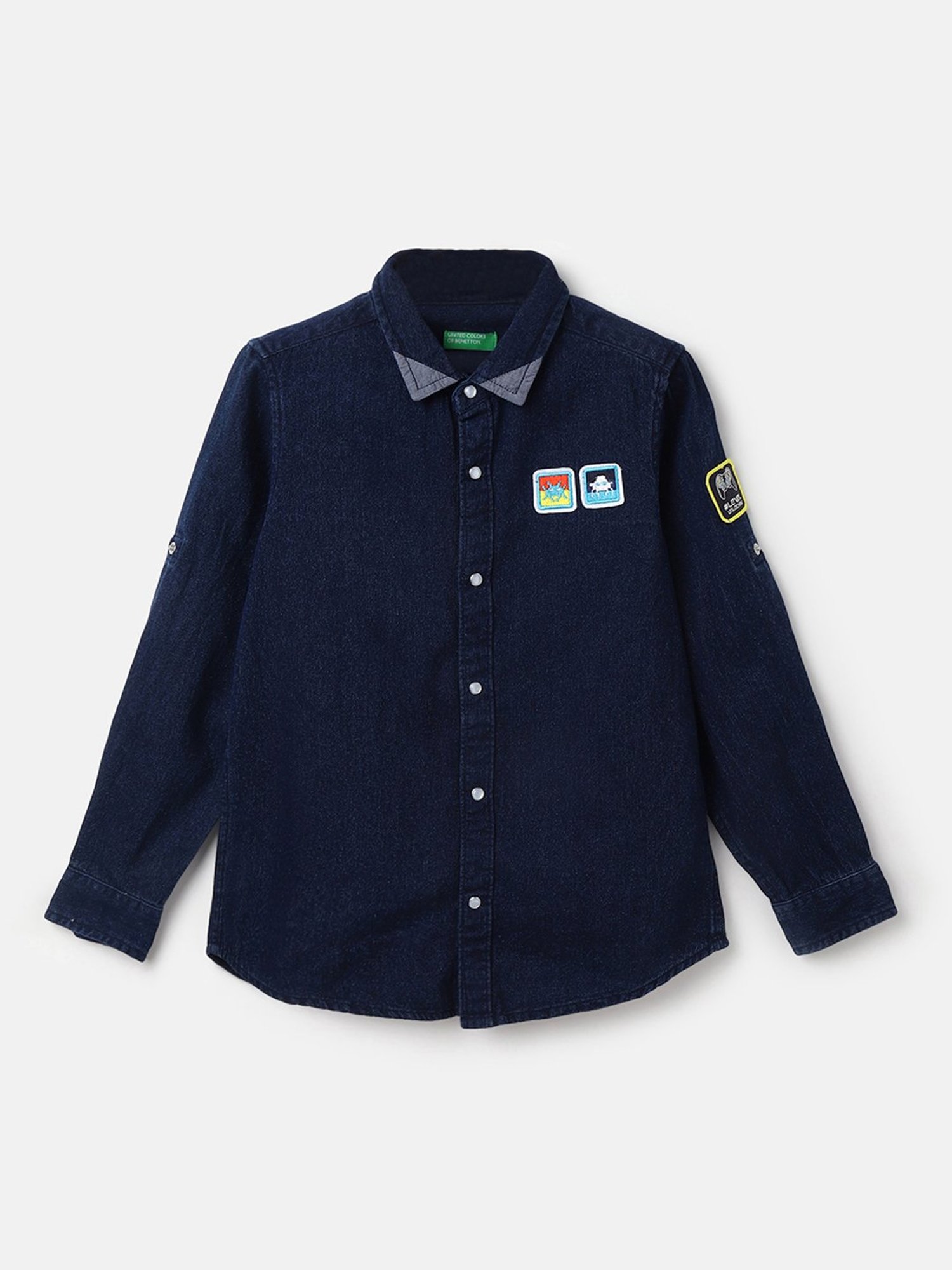 United Colors of Benetton Kids Navy Solid Full Sleeves Shirt