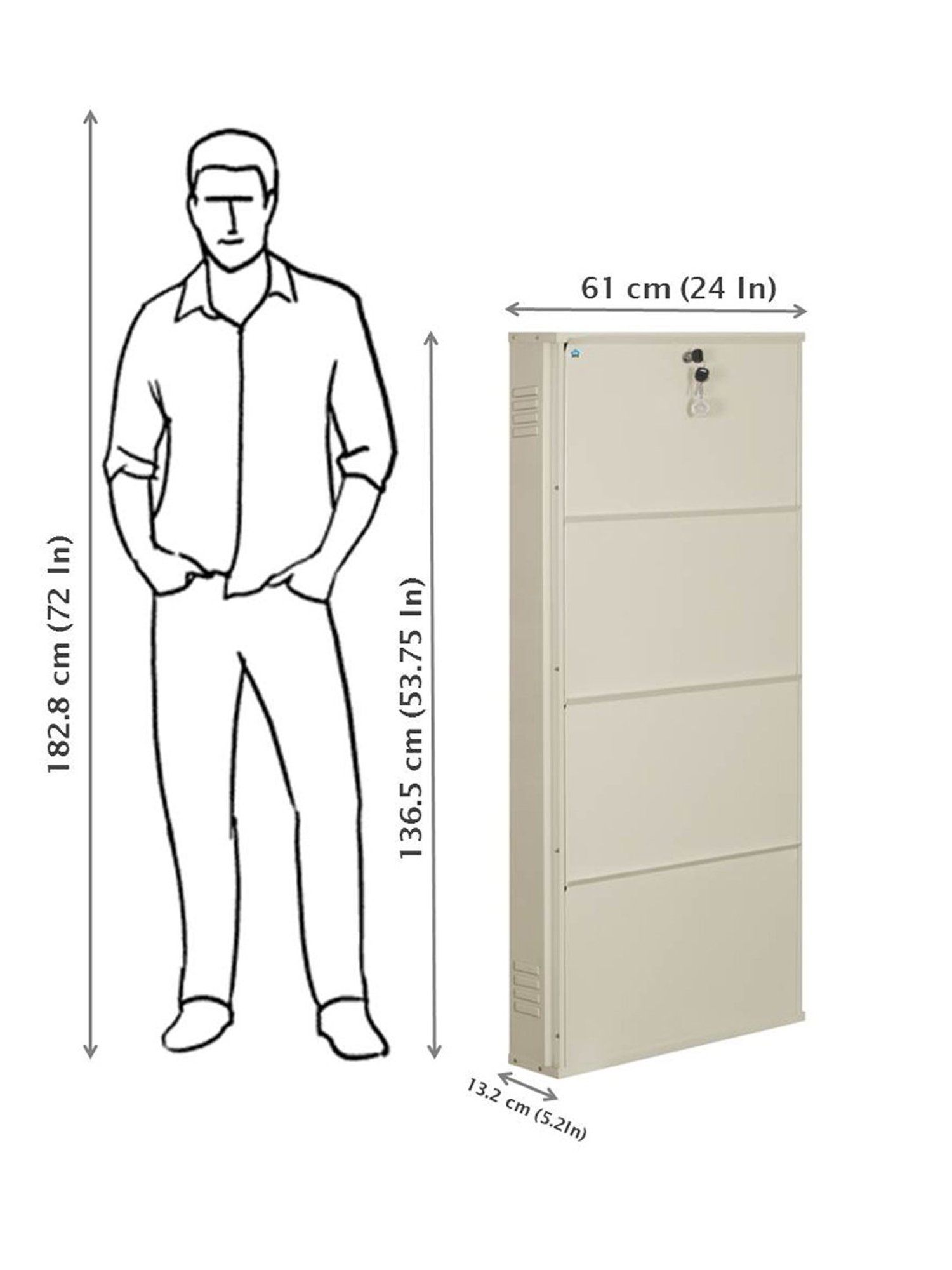 Delite Kom Metal Shoe Rack - 24" 3 Shelf, Ivory Green, PowderCoat, Wall Mount, DIY