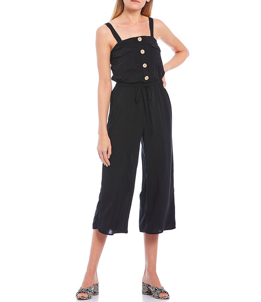 I.N. San Francisco Button Front Cropped Jumpsuit