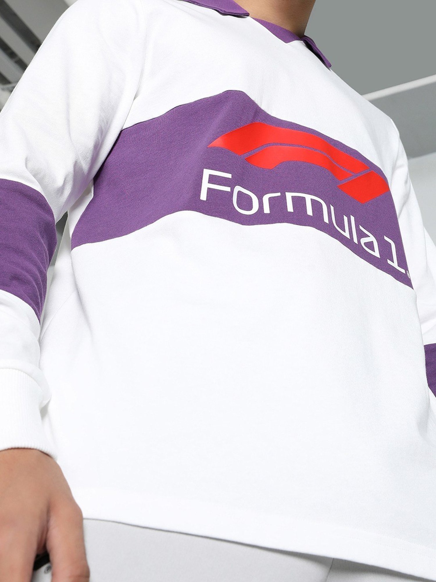 Puma White Cotton Regular Fit Printed Polo T-Shirt