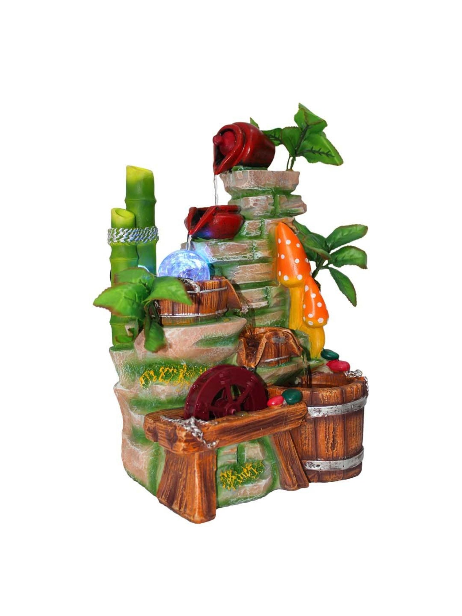 CHRONIKLE Multicolor Polyresin Table Top 4 Steps Waterfall Fountain