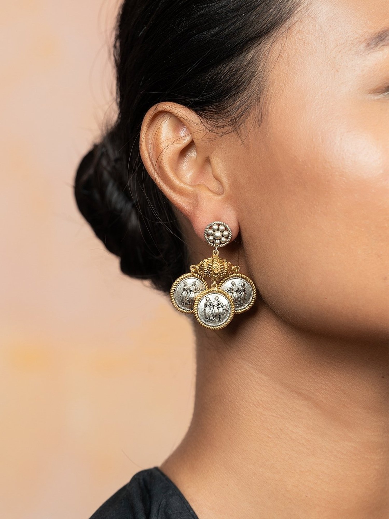 Shaya 92.5 Sterling Silver Jodi Coin Dangler Earrings for Women