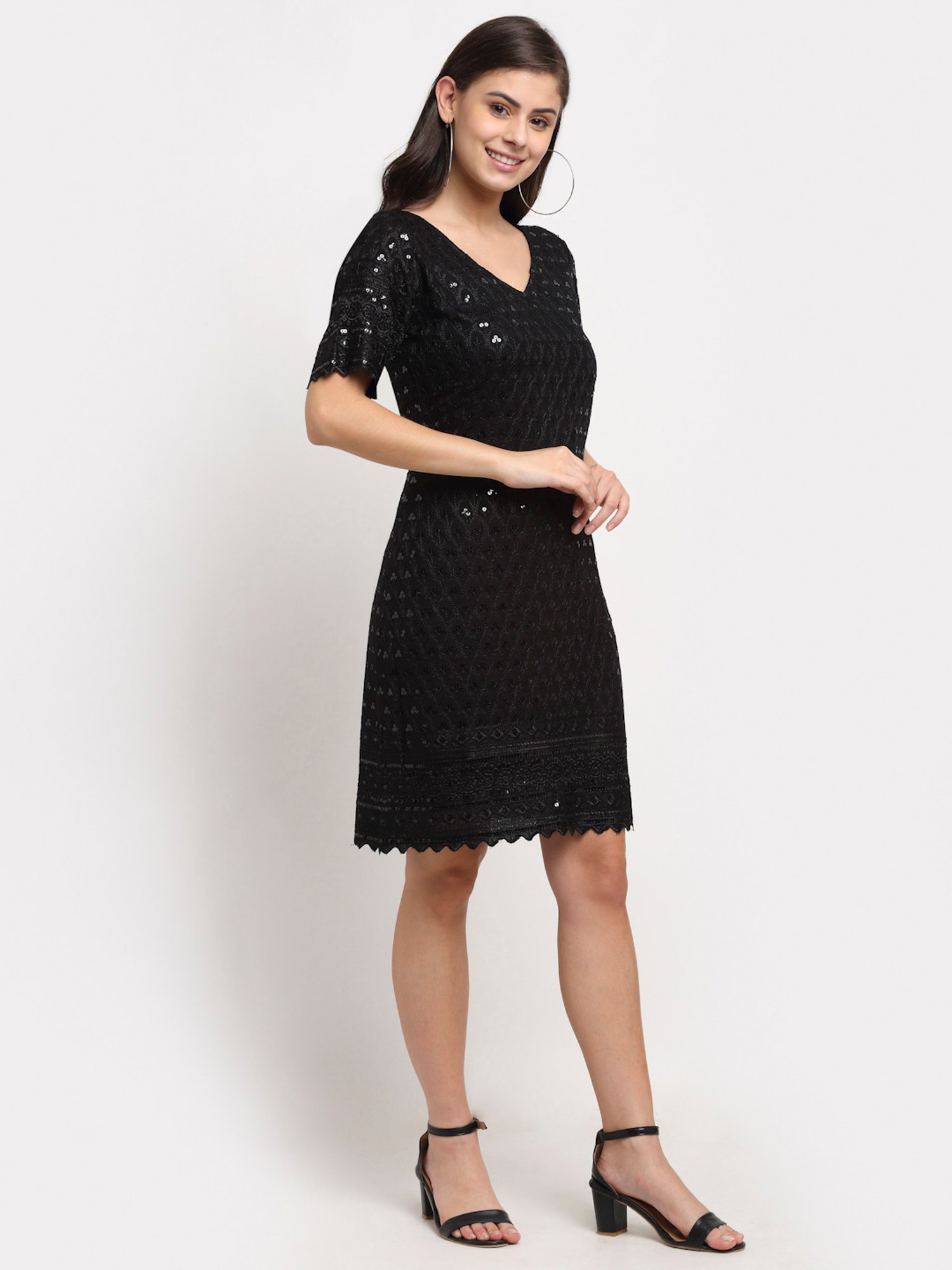 BRINNS Black Embellished A Line Dress