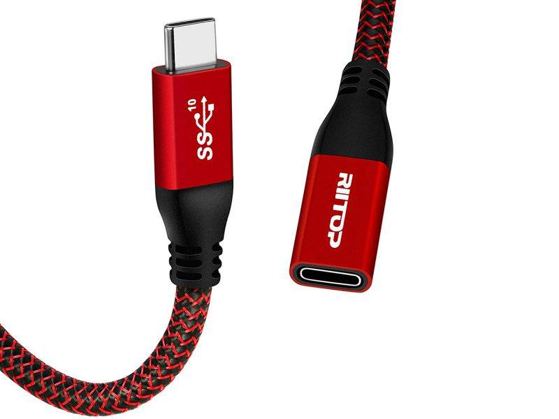 RIITOP USB C Extension Cable 6 ft, USB 3.1 Type-C Gen2 10Gbps Male to Female Extender Cord Support Charging & Data for Nintendo Switch, MacBook Pro, Dell XPS