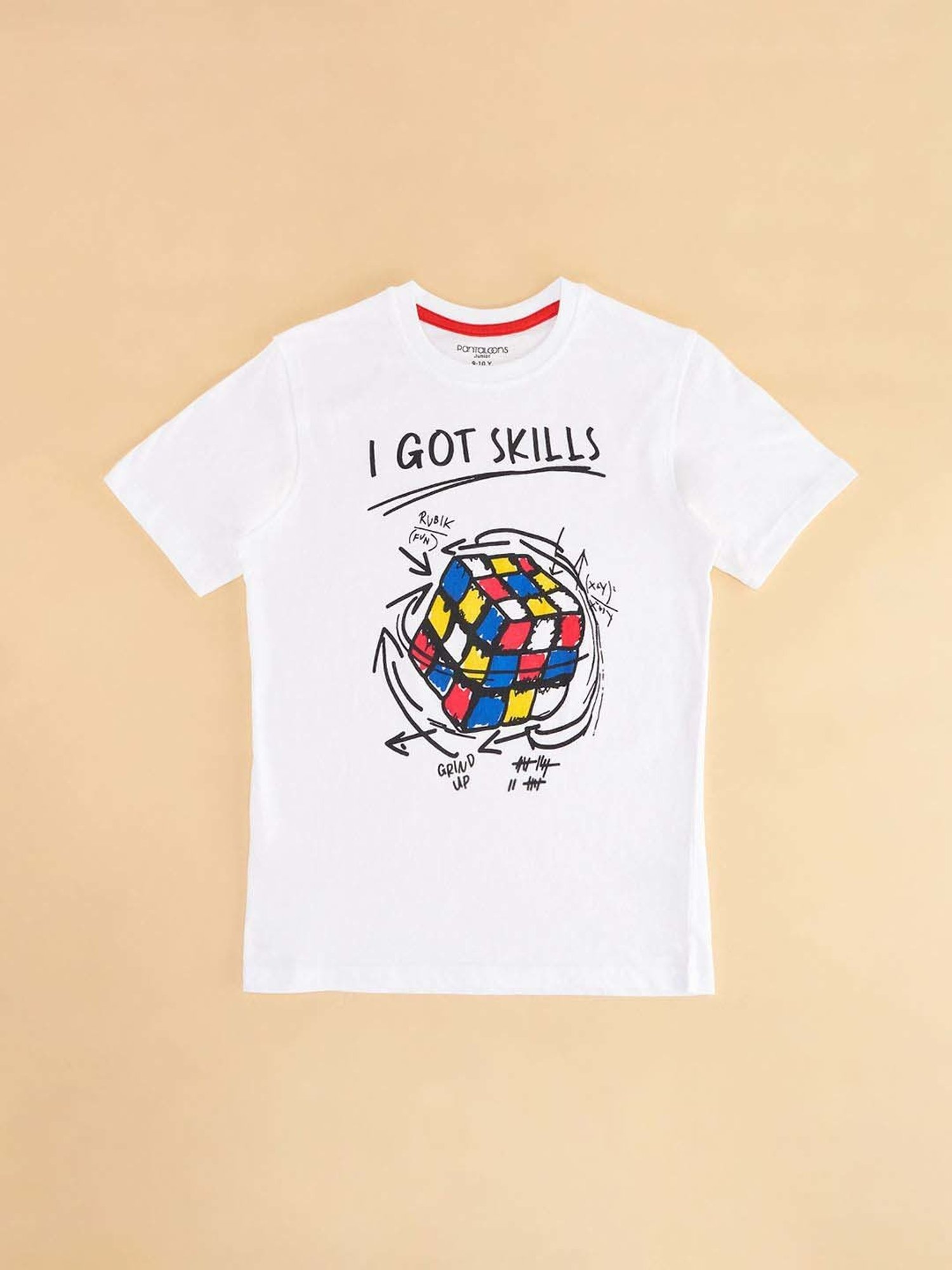 Pantaloons Junior White Cotton Printed T-Shirt
