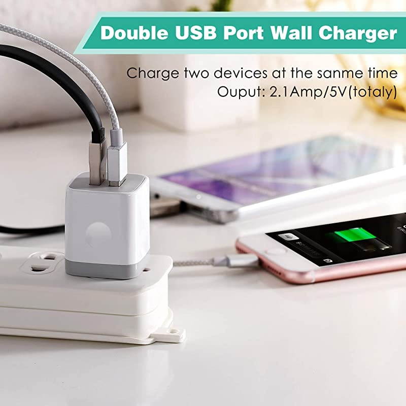 USB Wall Charger  3Pack 21A5V Dual Port USB Plug Power Adapter Charging Block Cube Compatible with iPhone 11 Pro Max XRXSX 876 Plus Samsung Moto Kindle Android Phone White