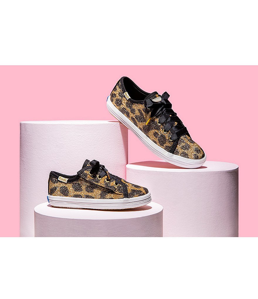 Keds for kate spade new york Girls' Kickstart Jr Leopard Print Glitter Sneaker (Infant)