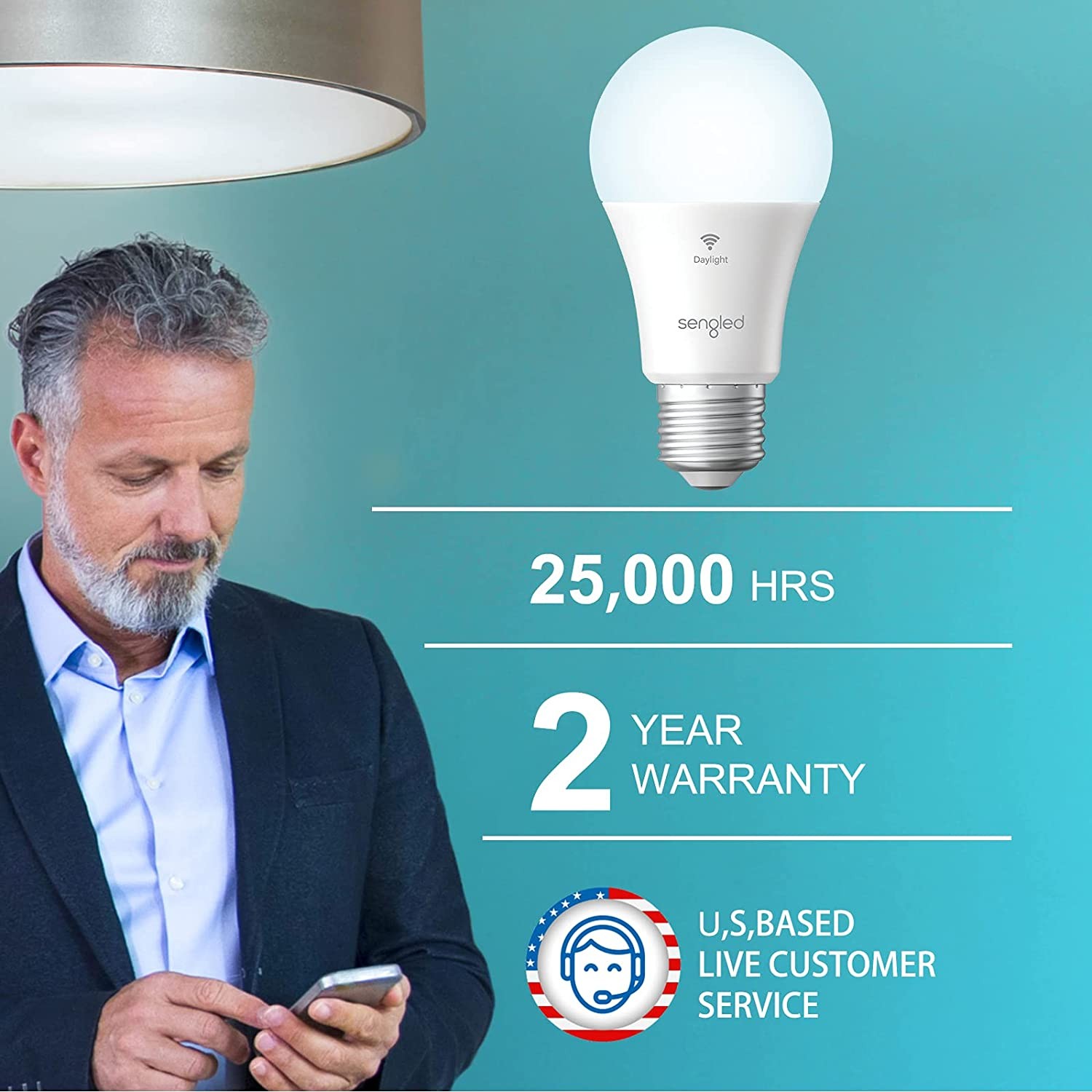 Smart Light Bulbs, Alexa Light Bulb, Smart Bulbs that Work with Alexa & Google Assistant, WiFi Light Bulbs A19 Daylight (5000K) No Hub Required, 800LM 60W Equivalent High CRI>90, 2 Pack