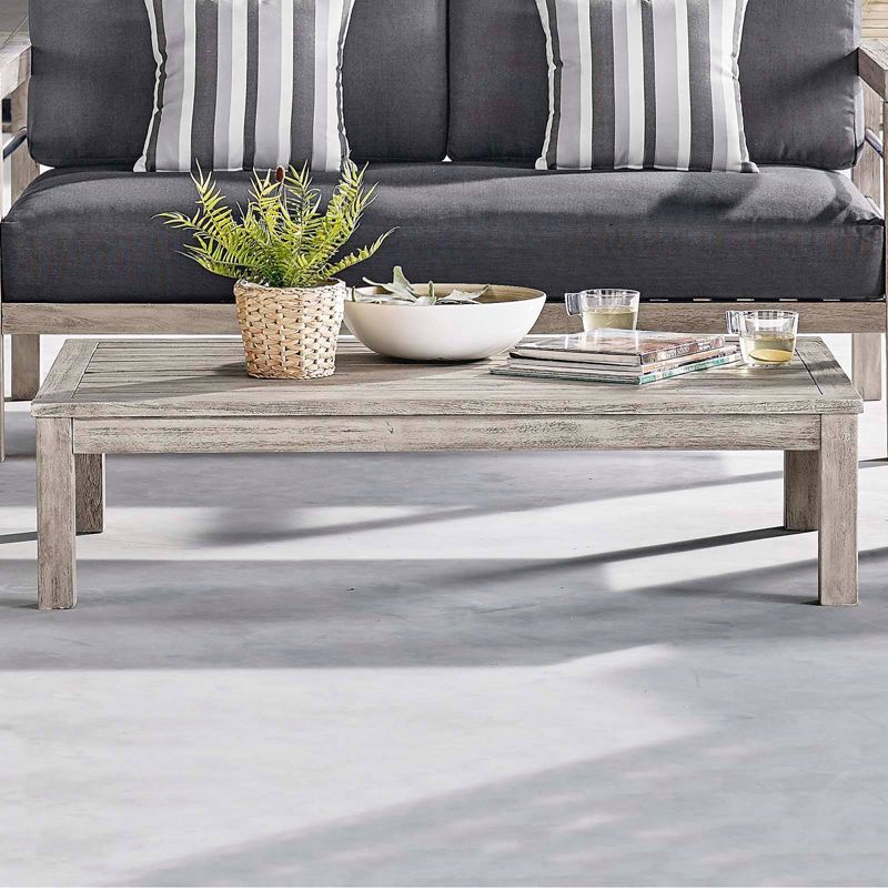 Wiscasset Outdoor Patio Acacia Wood Coffee Table - Light Gray - Modway