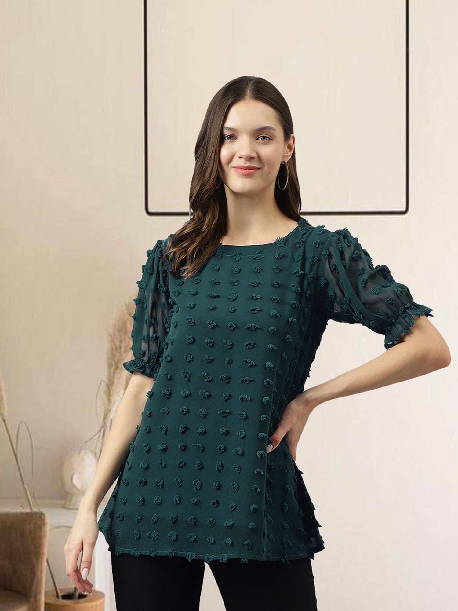 KERI PERRY Teal Slim Fit Top