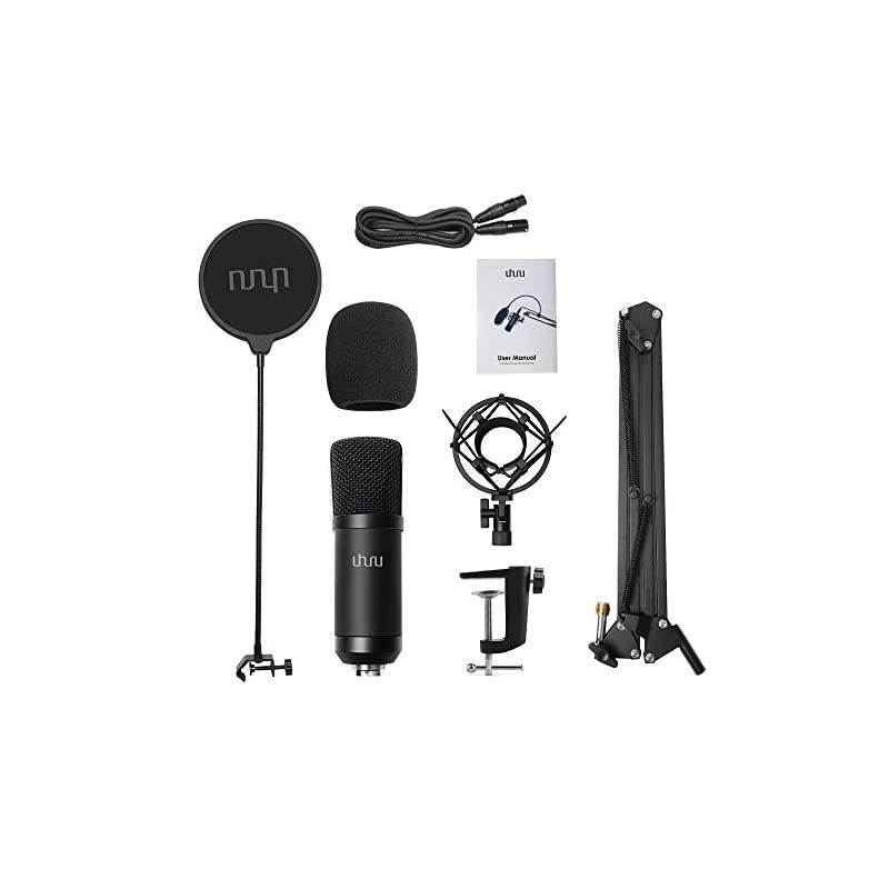 XLR Condenser Microphone,  Professional Vocal Cardioid Microphone Kit with Boom Arm, Shock Mount, Pop Filter, Windscreen and XLR Cable, for Broadcasting,Recording,Podcasting and YouTube(XM-900)
