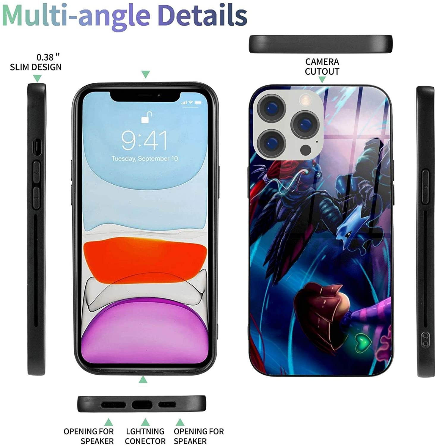 Undertale Sans Compatible with iPhone 12 Series Case Protective Shockproof Slim Soft TPU + Glass IP12-6.1