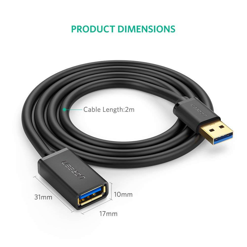 UGREEN USB Extension Cable USB 3.0 Extender Cord Type A Male to Female Data Transfer Lead for  Oculus VR, USB Flash Drive, Card Reader, Hard Drive, Keyboard, Printer, Camera (6ft)