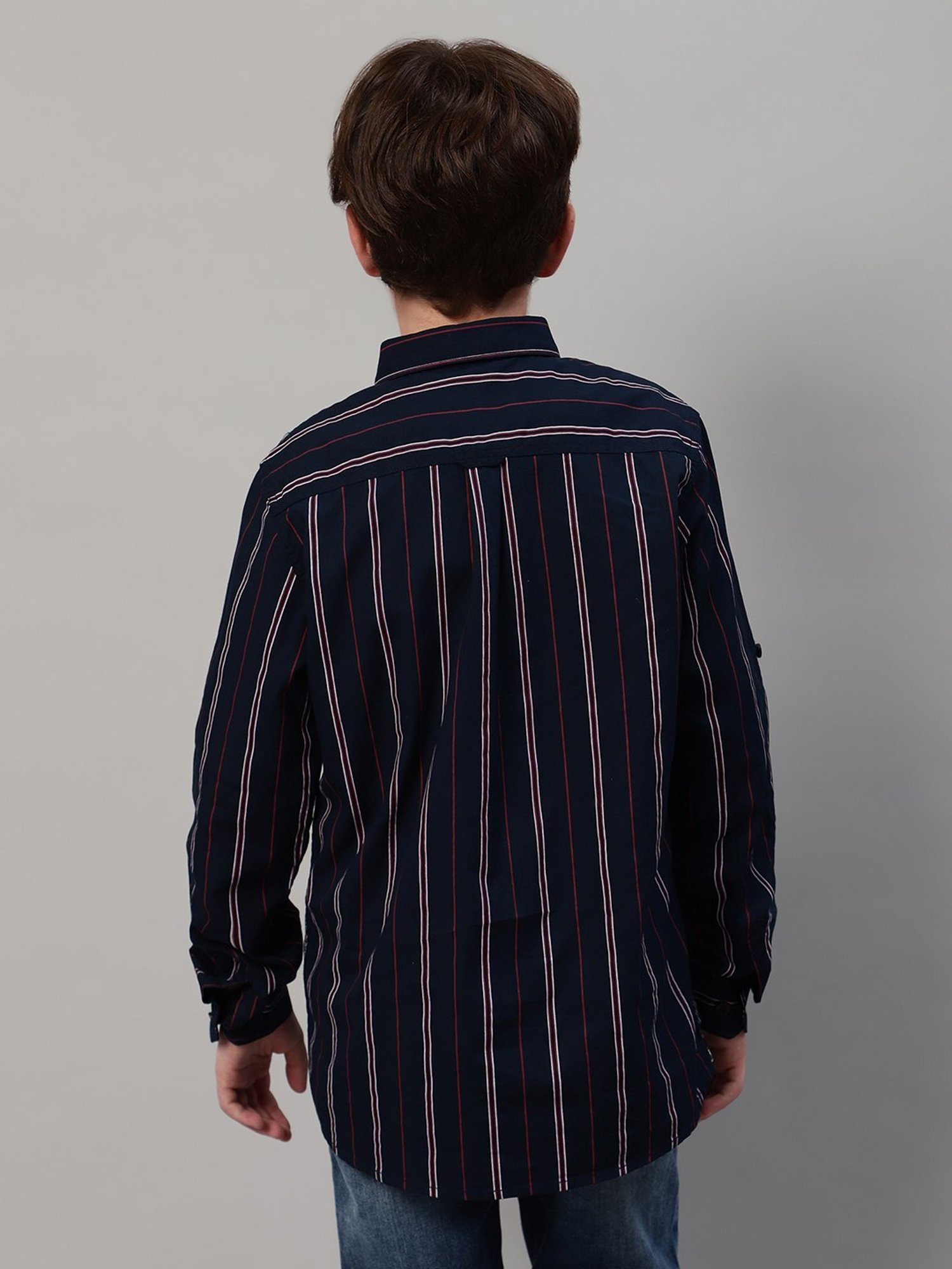 Cantabil Boys Navy Striped Full Sleeves Shirt