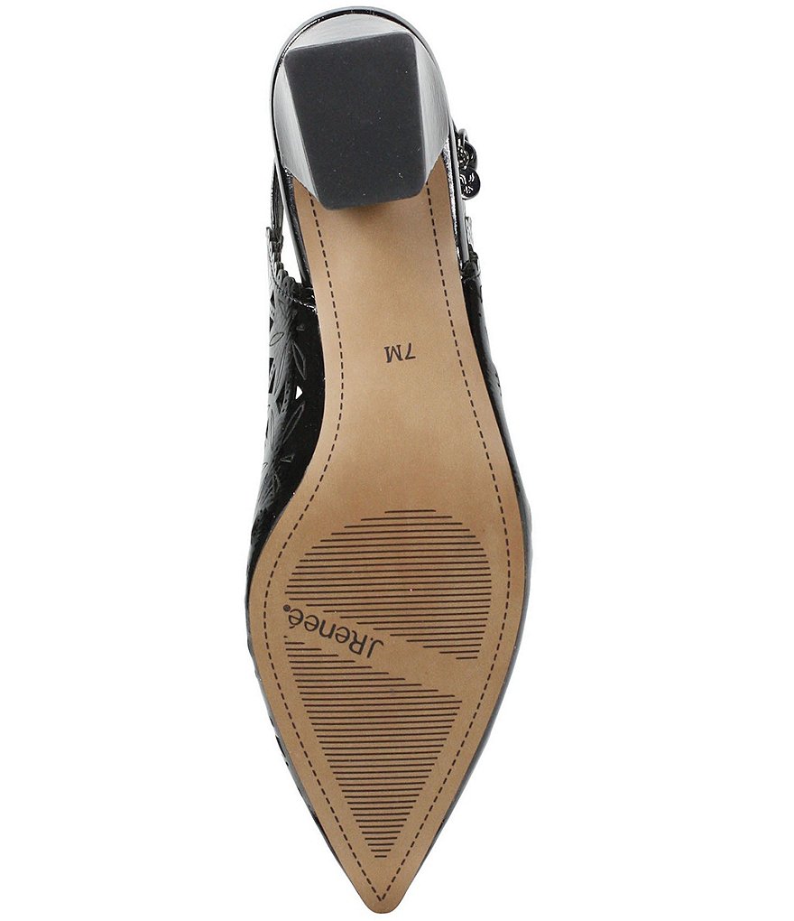 J. Renee Eloden Crinkle Patent Laser Cut Slingback Pumps
