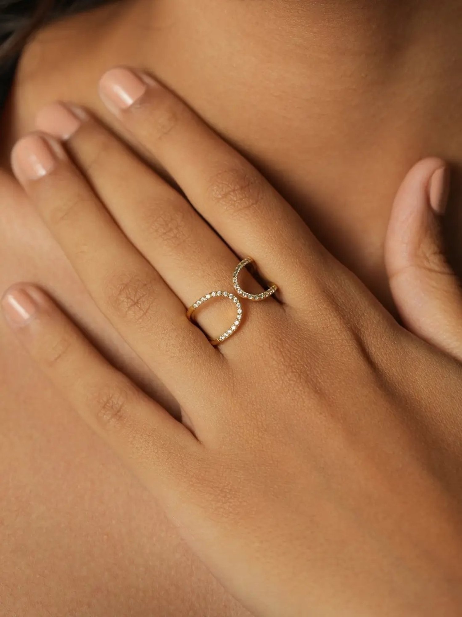 Mabel 92.5 Sterling Silver 18k Gold-Plated Open Loop Adjustable Ring