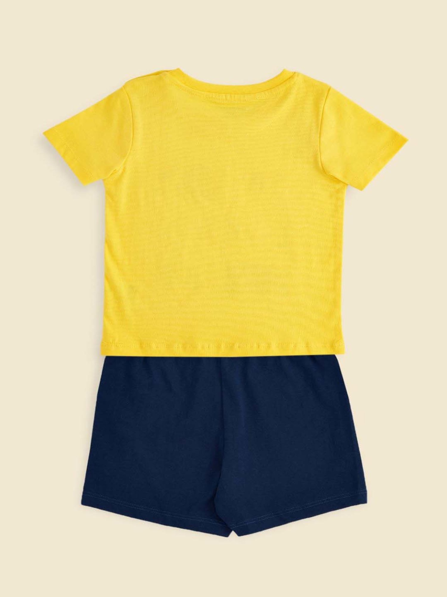 Pantaloons Baby Yellow & Navy Cotton Printed T-Shirt Set