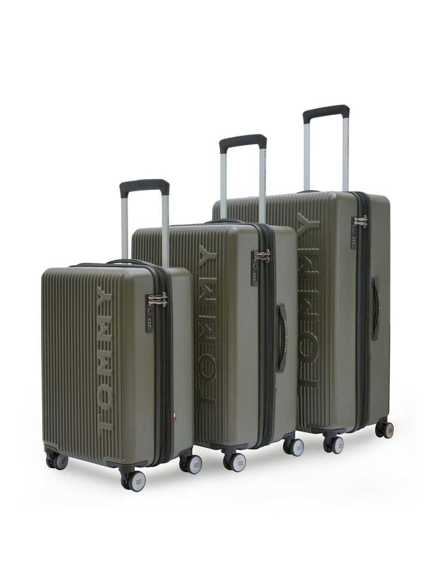 Tommy Hilfiger Empire X Green Textured Hard Cabin Trolley Bag - 57 Cms