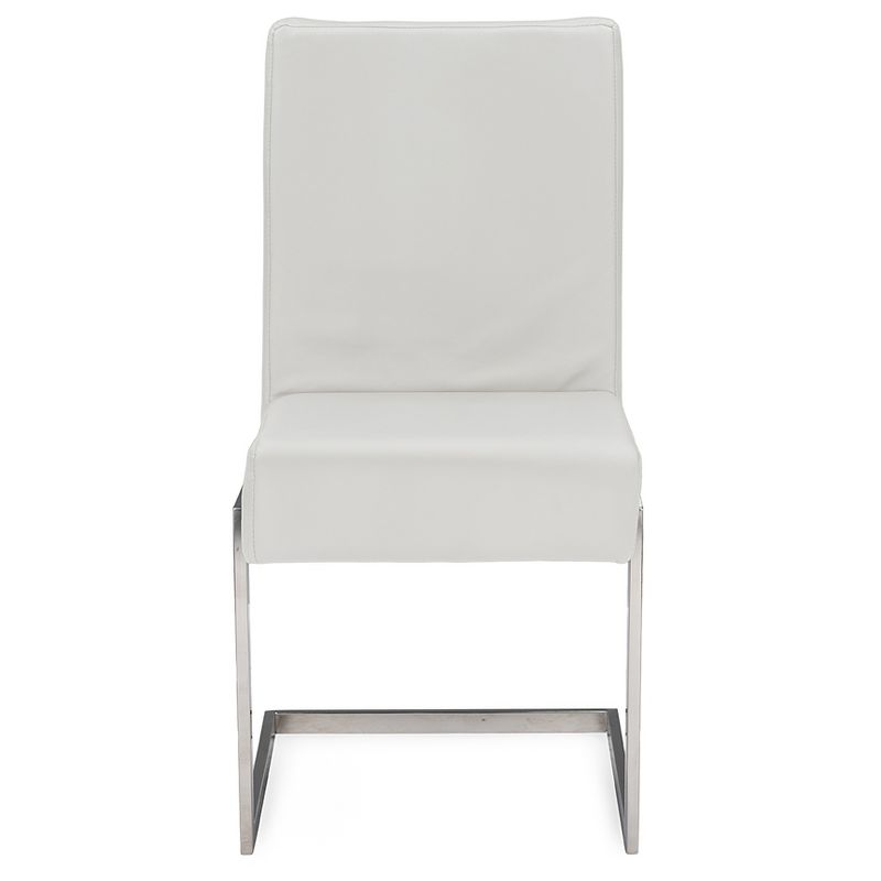 Set of 2 Toulan Modern & Contemporary White Faux Leather Upholstered Stainless Steel Dining Chairs - Baxton Studio