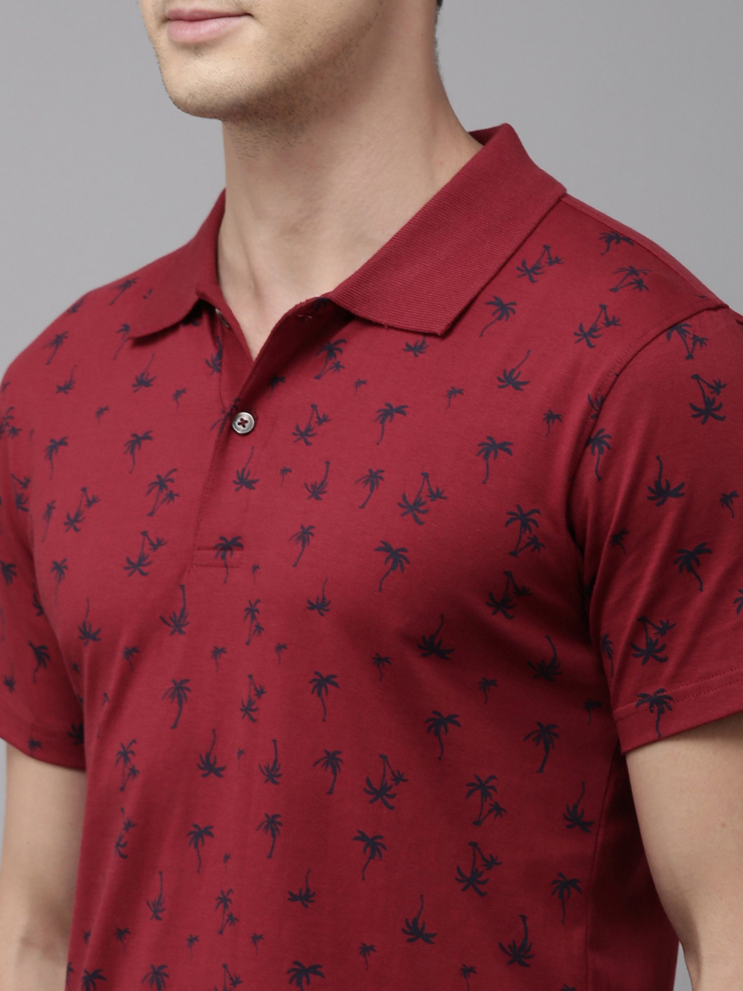 Kryptic Maroon Regular Fit Printed Polo T-Shirt