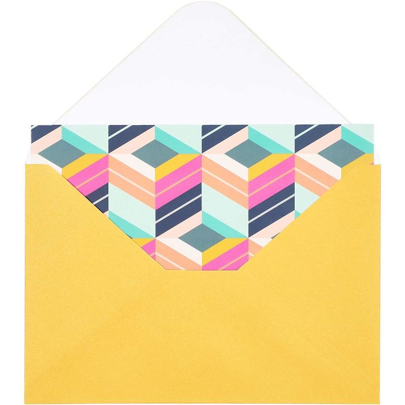 Pipilo Press 48-Pack Blank Note Cards with Colorful Envelopes, 6 Graphic Designs, Geometric & Stripes 4x8