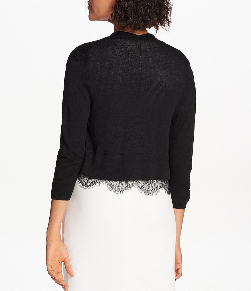 Alex Marie Rosa 3/4 Sleeve Button Front Round Neck Cardigan