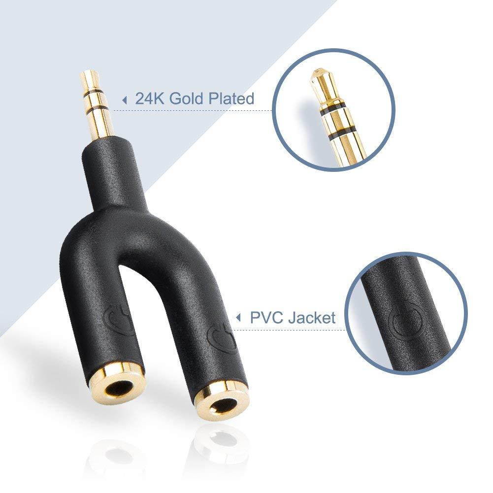 Headphone Splitter Adapter,CableCreation [3-Pack] Aux Stereo Y Jack Splitter Adaptor 3.5mm Male to 2 Port 3.5mm Female Compatible with Headset,Earphone, iPhone,iPad, Samsung, LG, Tablets, MP3 Players