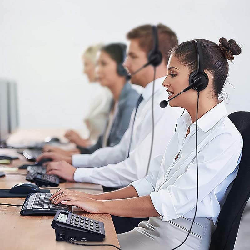 Corded Phone Headset,  Call Center Telephone Headset with Dialpad, Noise Cancelling Phone Headsets for Office/House Phones