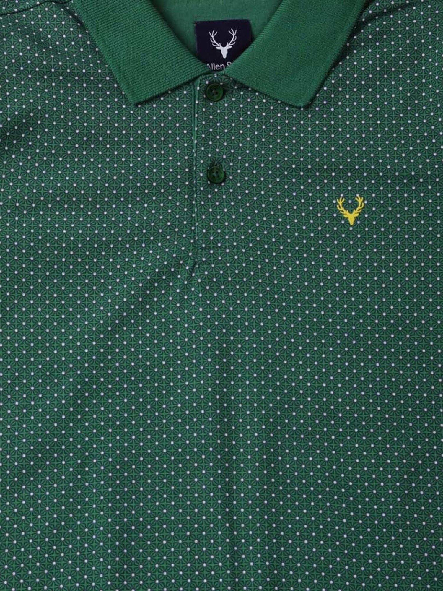 Allen Solly Junior Boys Green Cotton Printed Polo T-Shirt