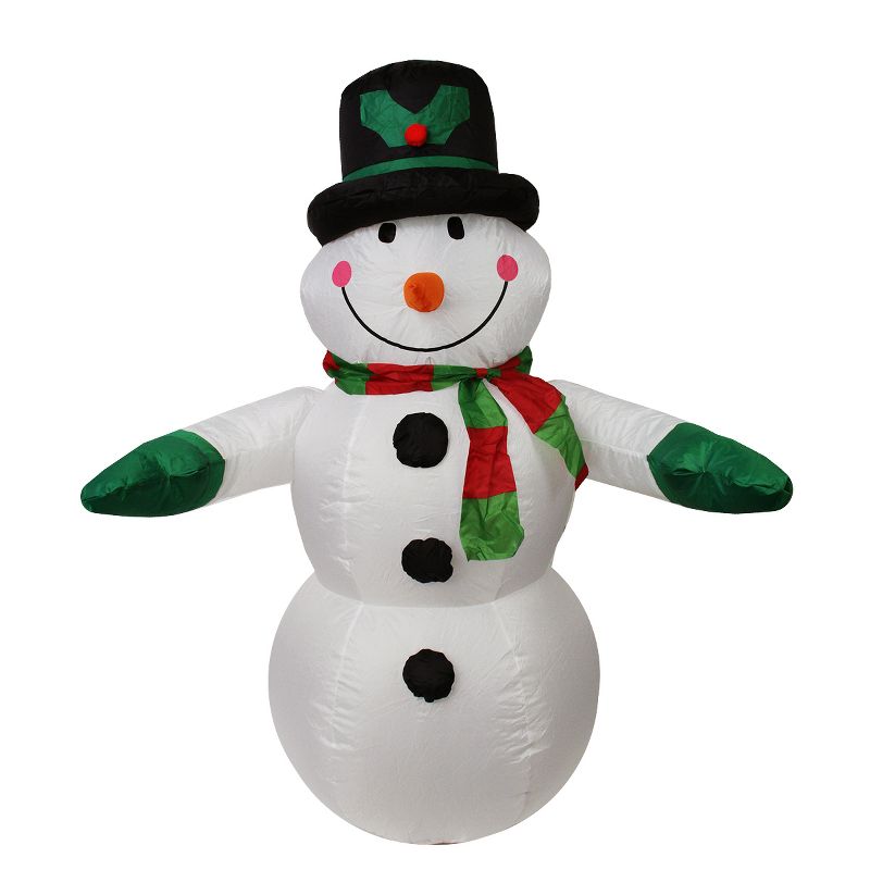LB International 4' Black and White Inflatable Snowman Christmas Outdoor Decor