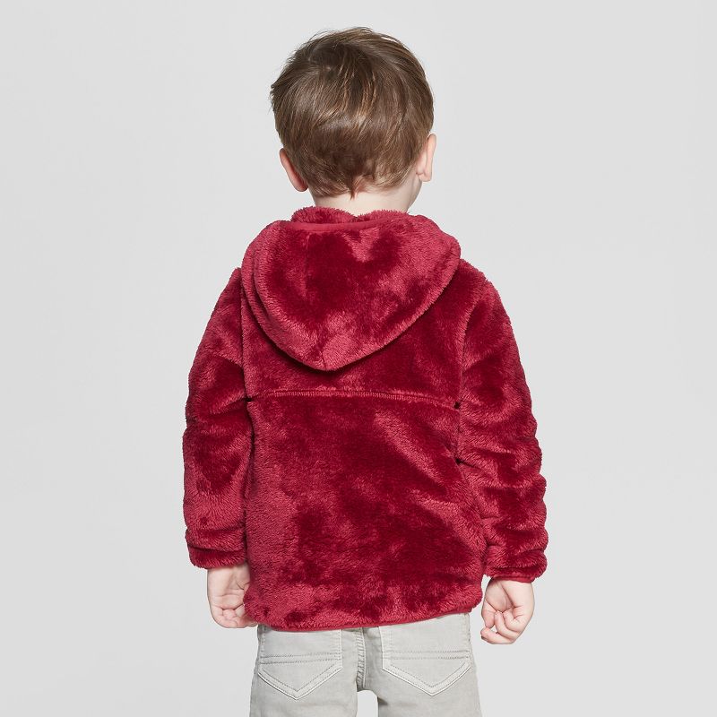 Toddler Boys' Teddy Bear Fleece Hoodie - Cat & Jack™ Red 12M